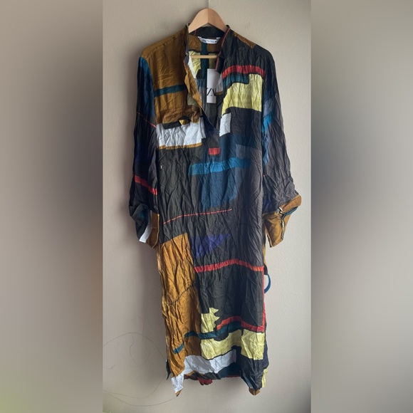 Zara Dresses & Skirts - New ZARA Women Multi Colored Maxi Boho Dress Size XL